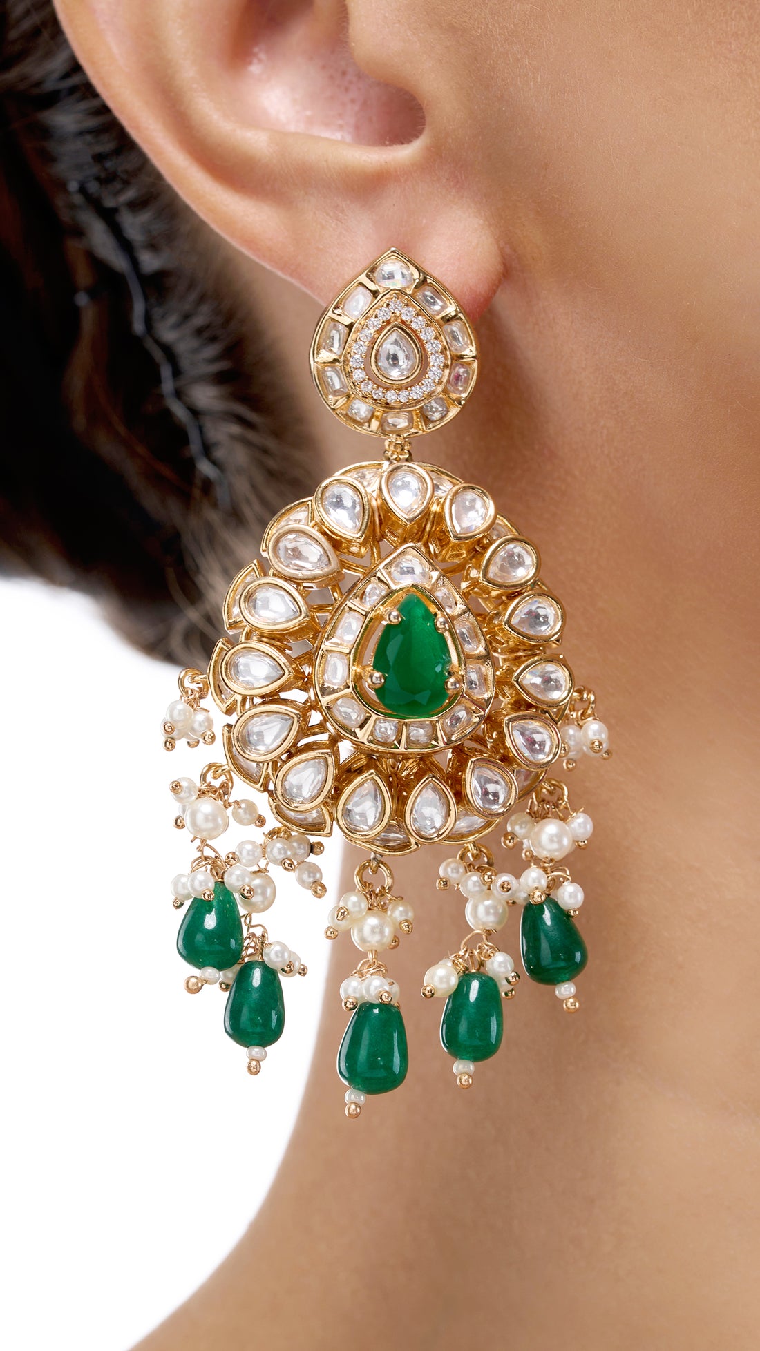 SUSHILA BIKANERI KUNDAN CHAND EARRINGS