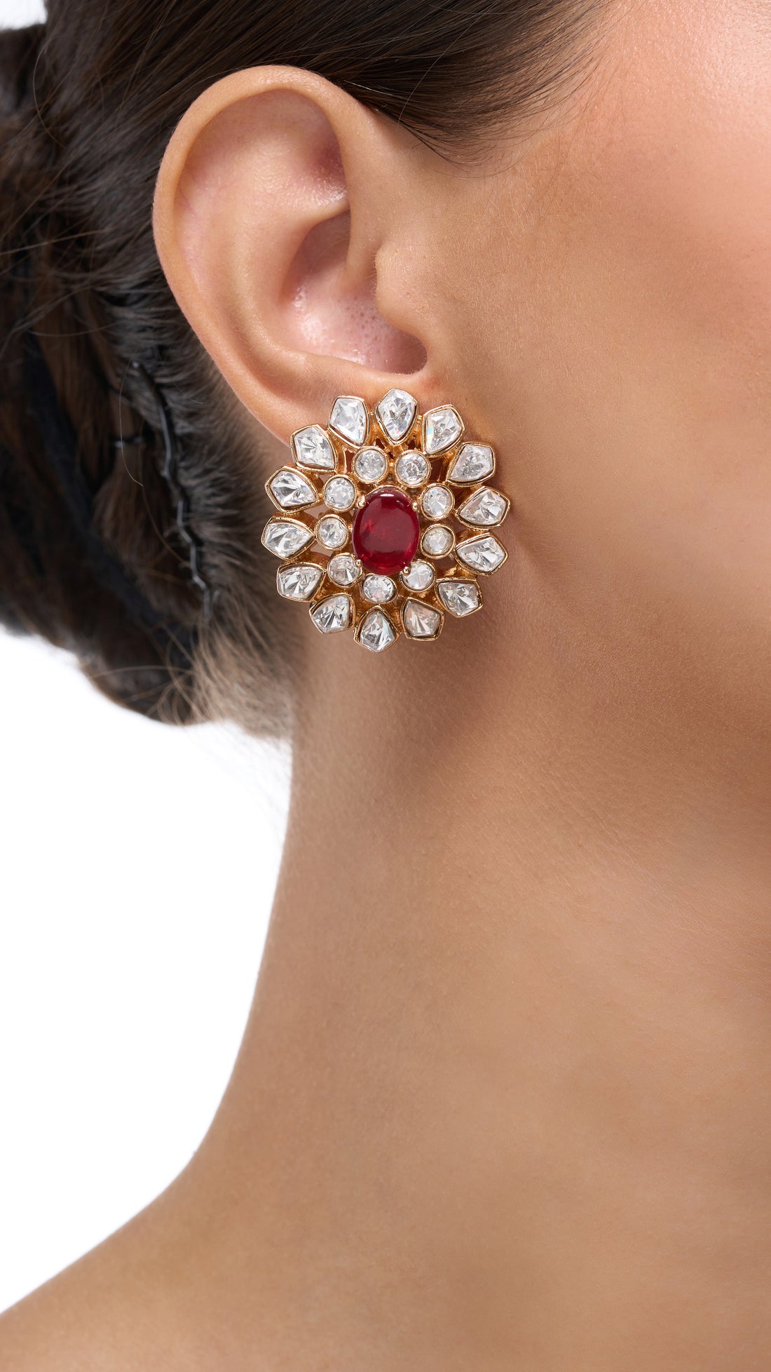 HERA GOLD FOIL KUNDAN FLOWER JHUMKI