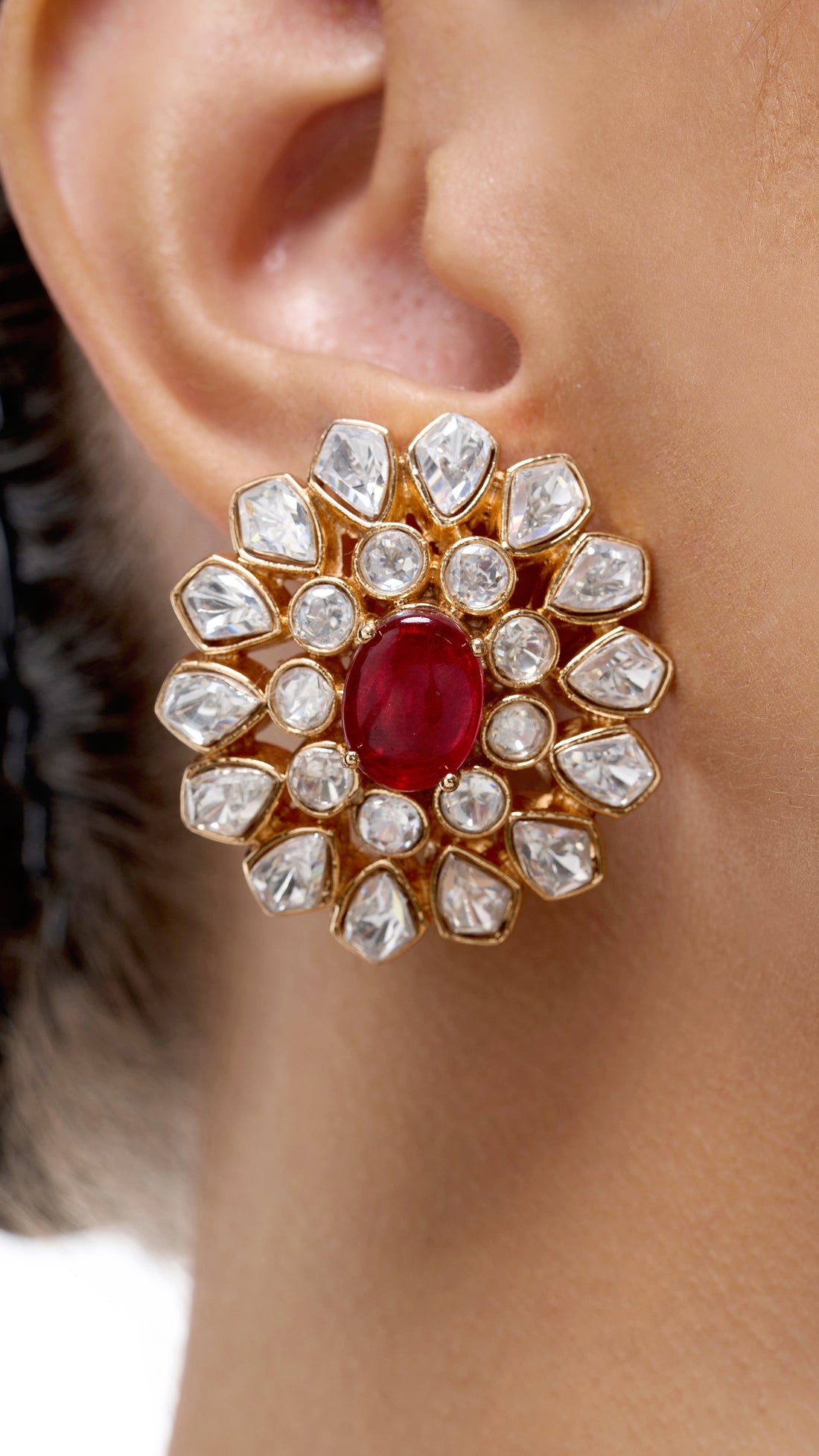 HERA GOLD FOIL KUNDAN FLOWER JHUMKI
