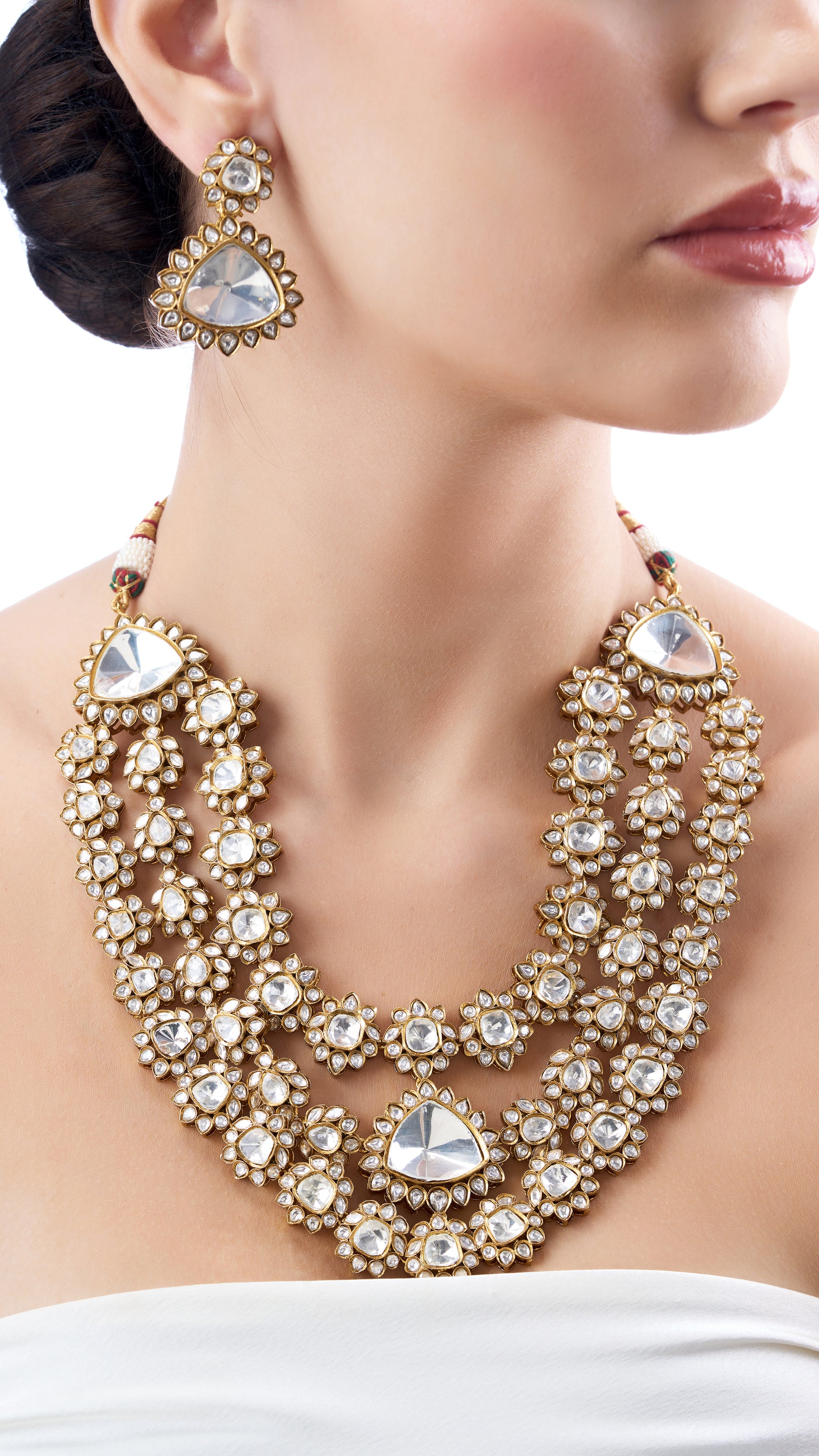 KRITIKA TRIPPLE LAYER BOLD POLKI NECKLACE SET