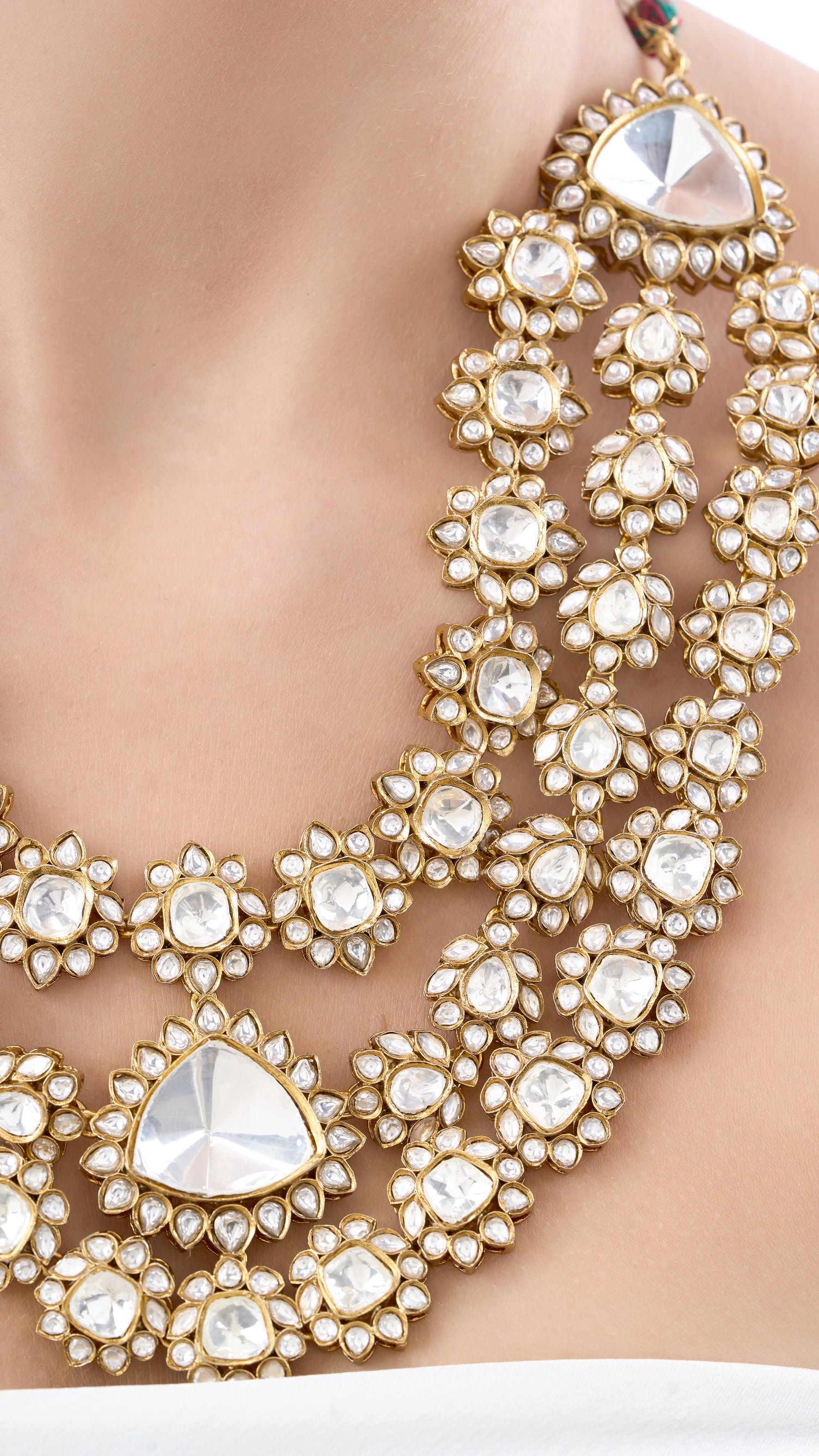 KRITIKA TRIPPLE LAYER BOLD POLKI NECKLACE SET