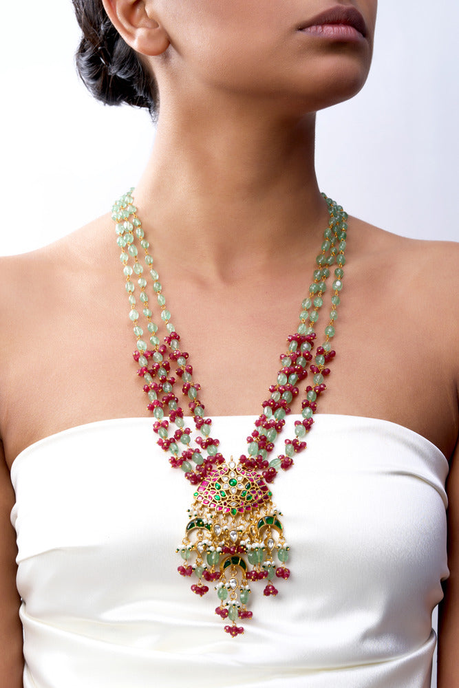 MEERA KUNDAN & MULTI PURE STONES NECKLACE