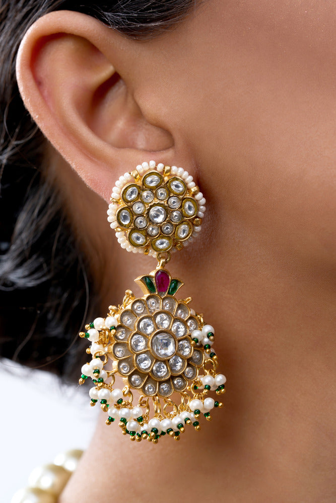 MUMTAZ KUNDAN  & MULTI PURE  STONES NECKLACE SET