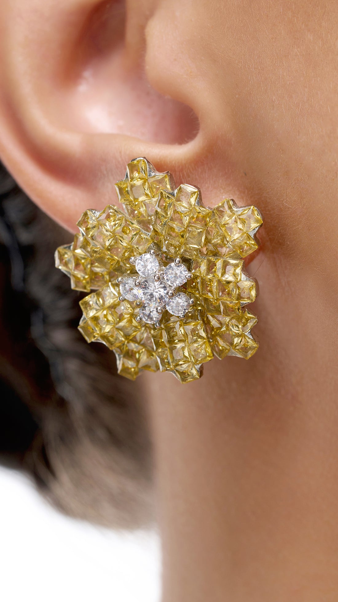 STELLA INVISIBLE CITRINE STONE EARRINGS