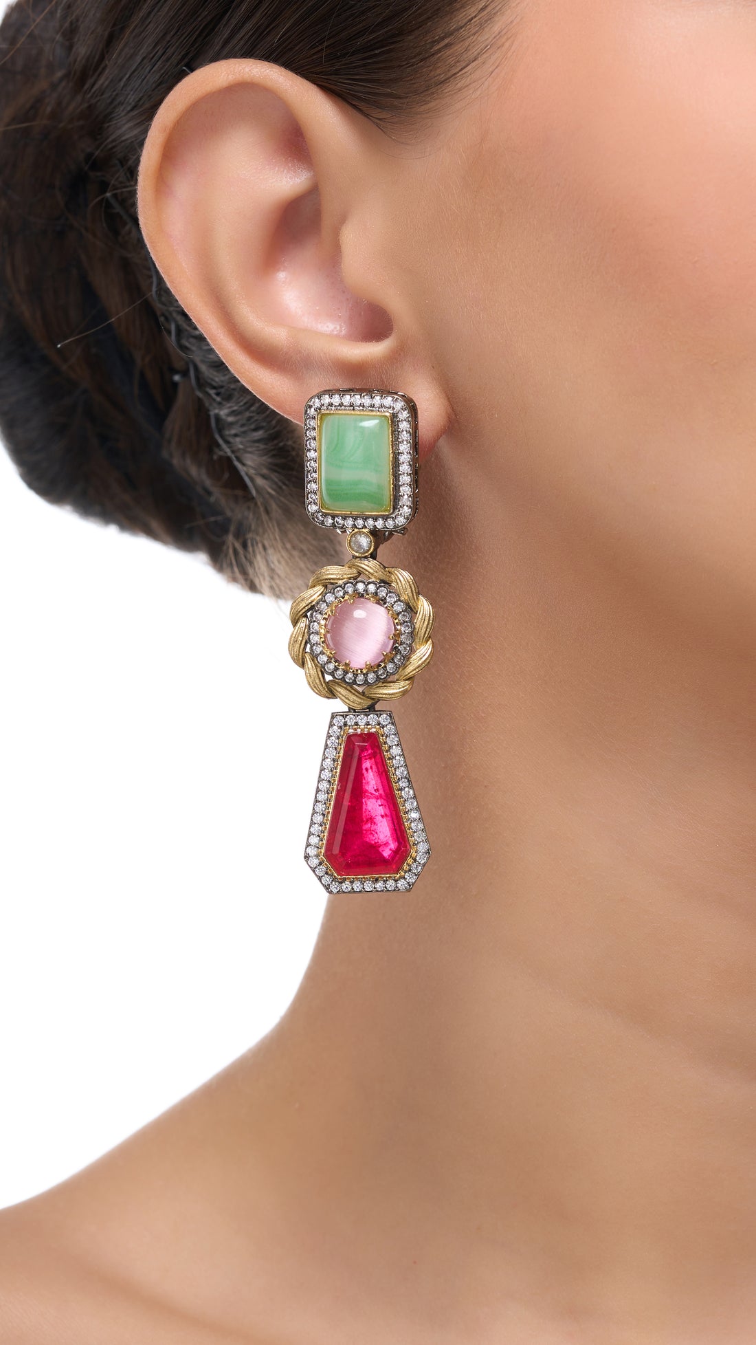 DEVIKA TRIPLE LAYERED EARRINGS