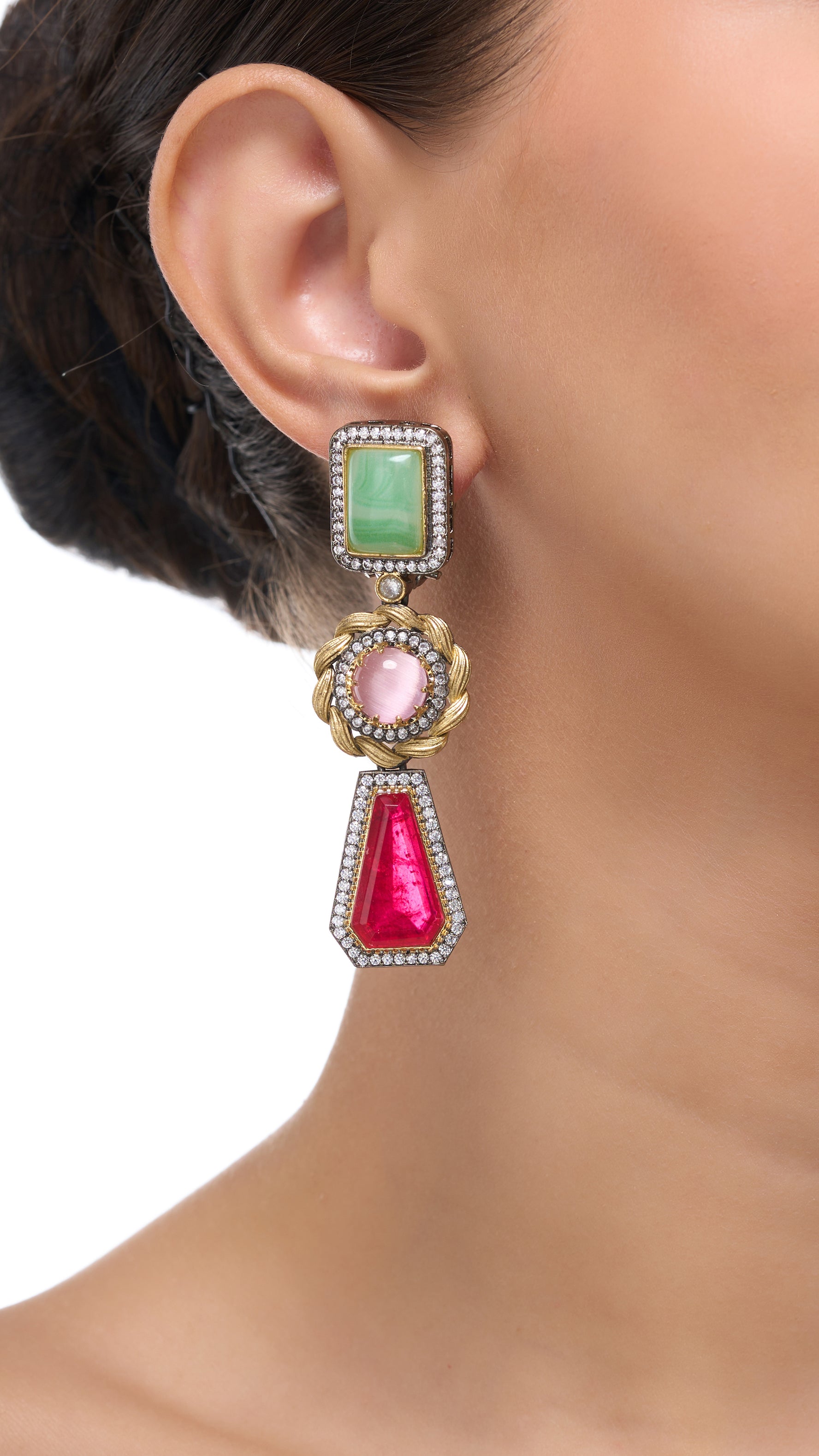DEVIKA TRIPLE LAYERED EARRINGS