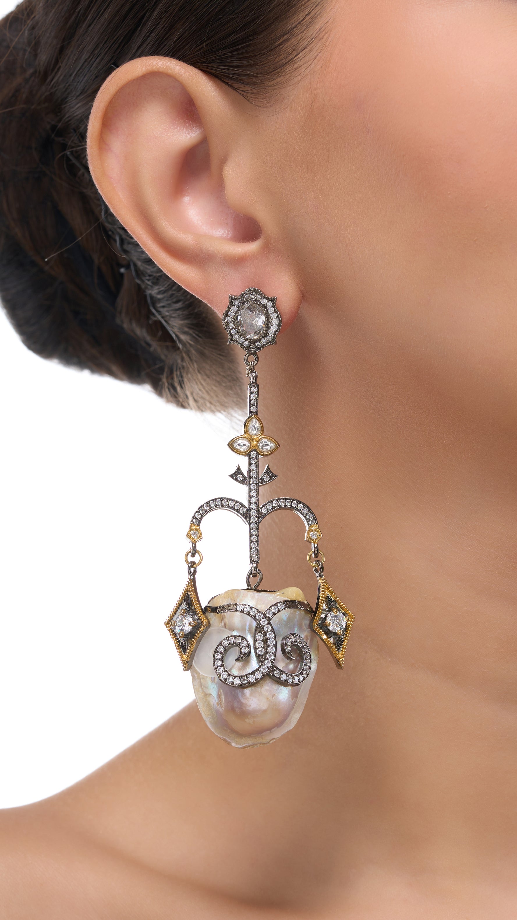 SUNDARI HAND CARVED BAROQUE EARRINGS