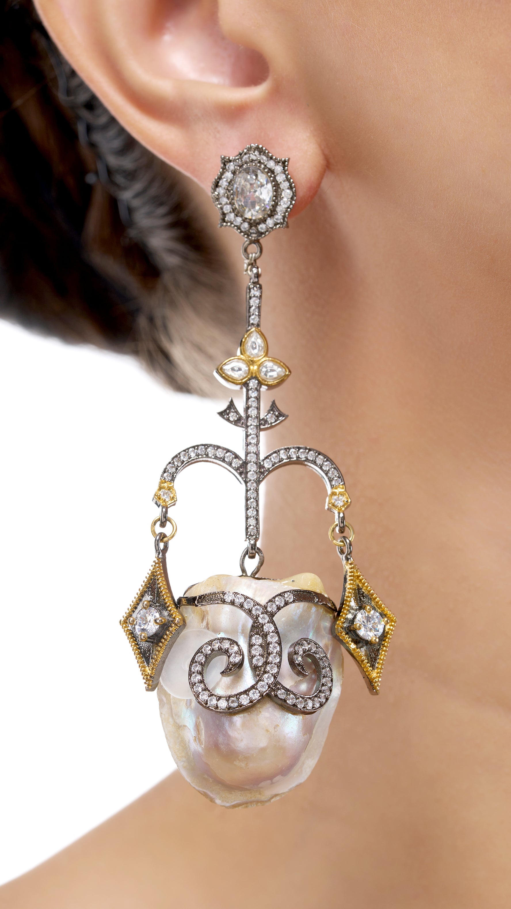 SUNDARI HAND CARVED BAROQUE EARRINGS