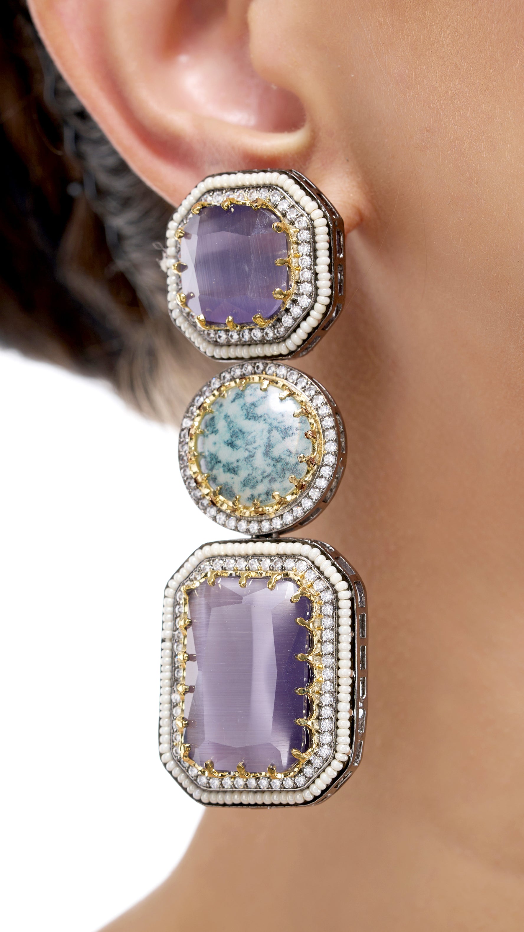 BHAVAPRIYA TRIPLE LAYERED EARRINGS