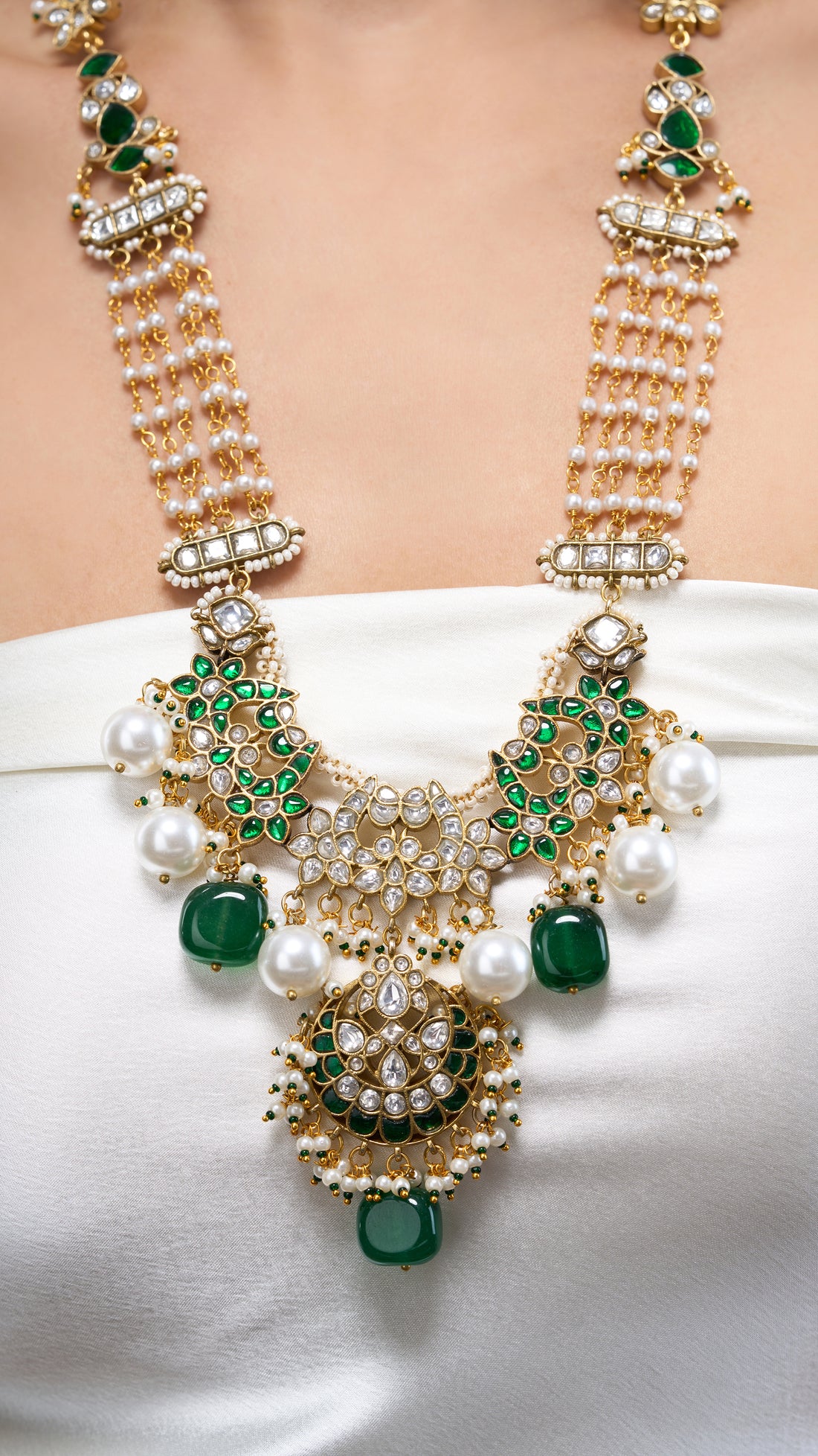 PRAKRITIKA GOLD FOIL WITH HAND ENAMEL & PURE PEARLS
