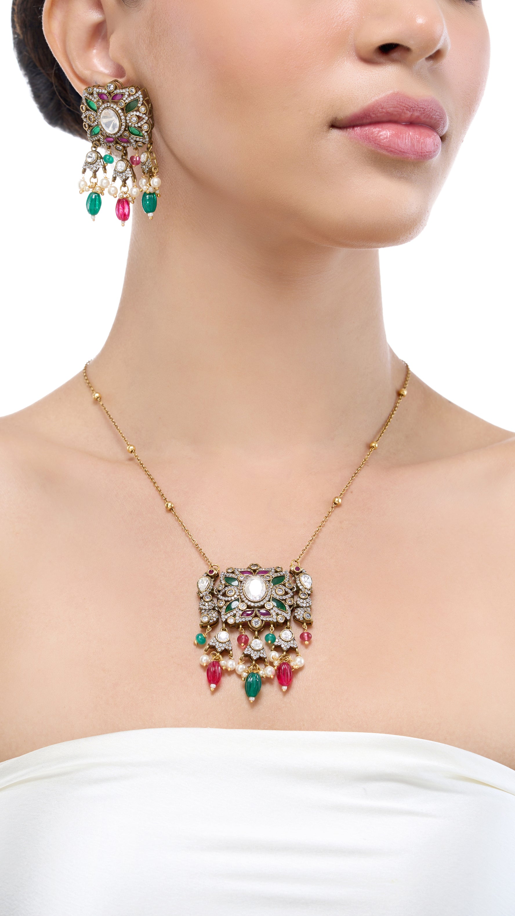 KANTA MULTI COLOR VICTORIAN KUNDAN SET