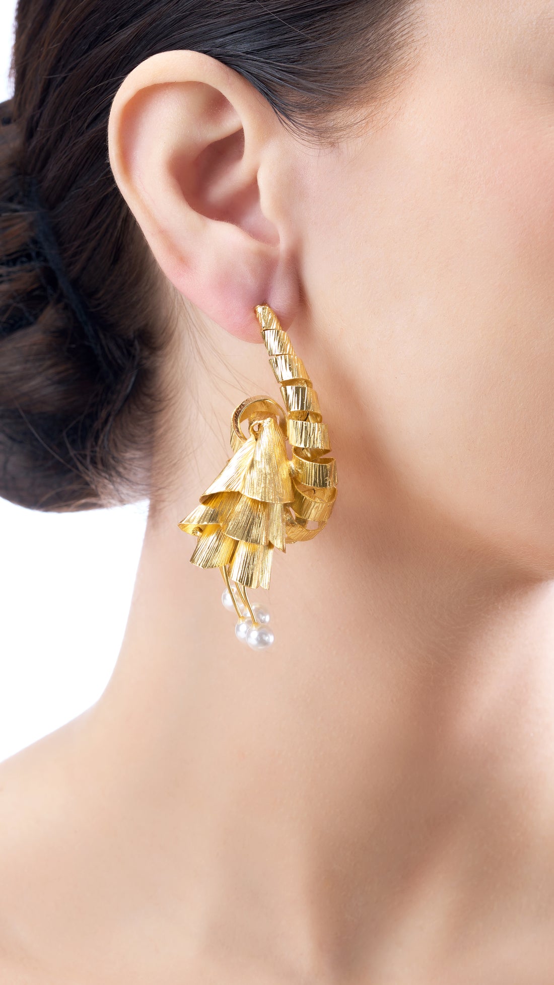 VASUDHA ABSTRACT PEACOCK FILIGREE EARRINGS WITH PURE PEARLS