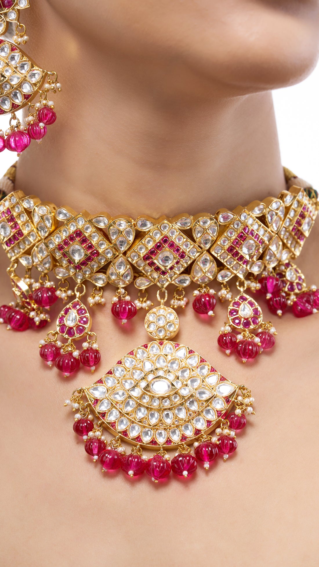 YASHOMATI KUNDAN GOLD FOIL CHOKER WITH PURE STONES
