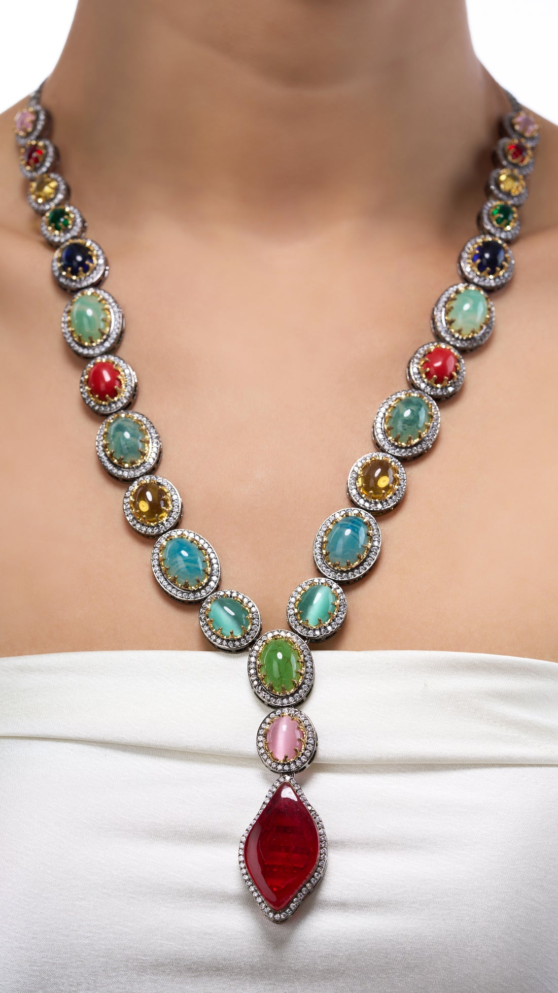 JAHANARA SEMI PRECIOUS STONE LONG NECKLACE