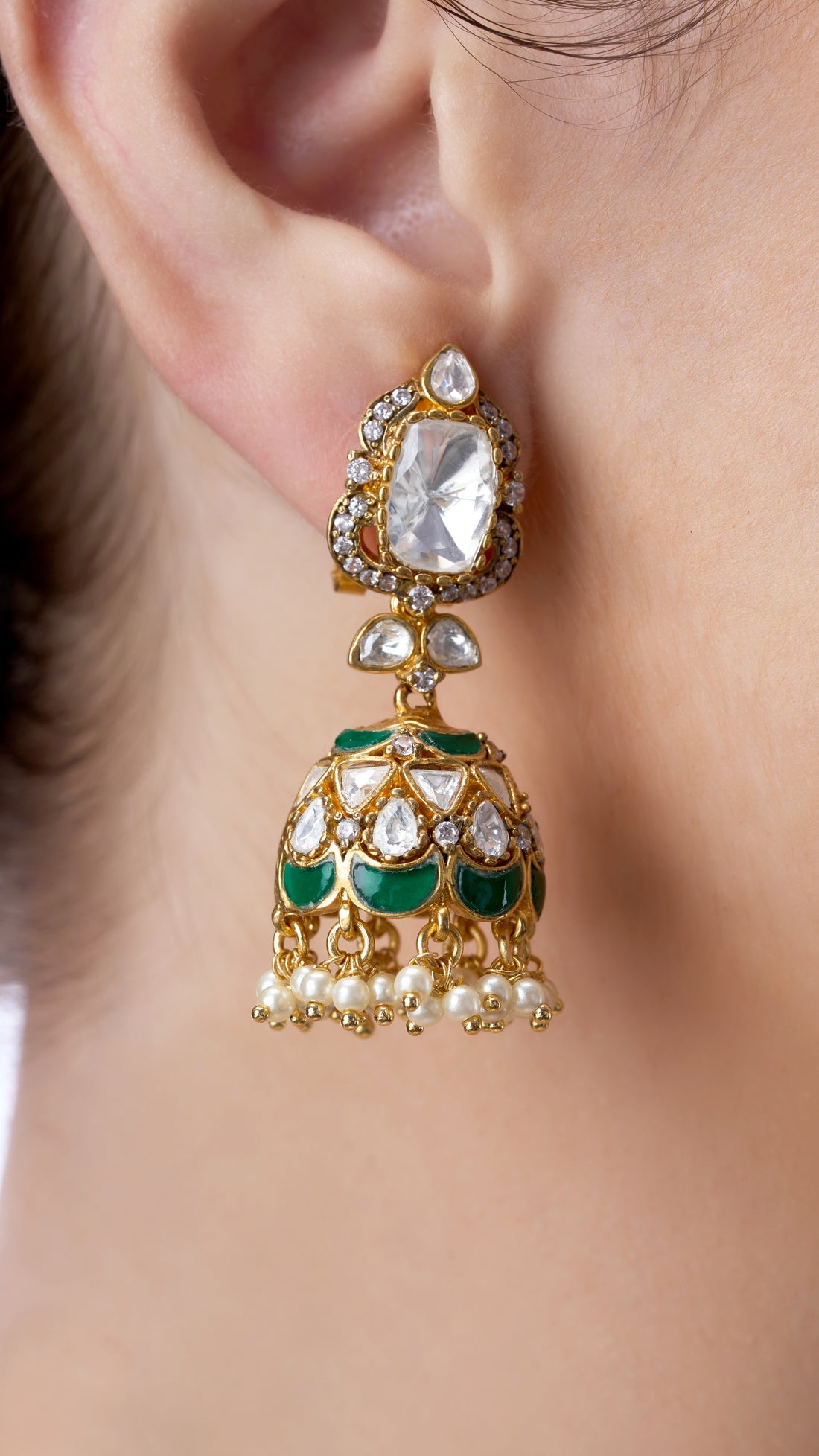 BRAHMI POLKI CHOKER NECKLACE SET IN GREEN AND SEMI PRECIOUS STONES