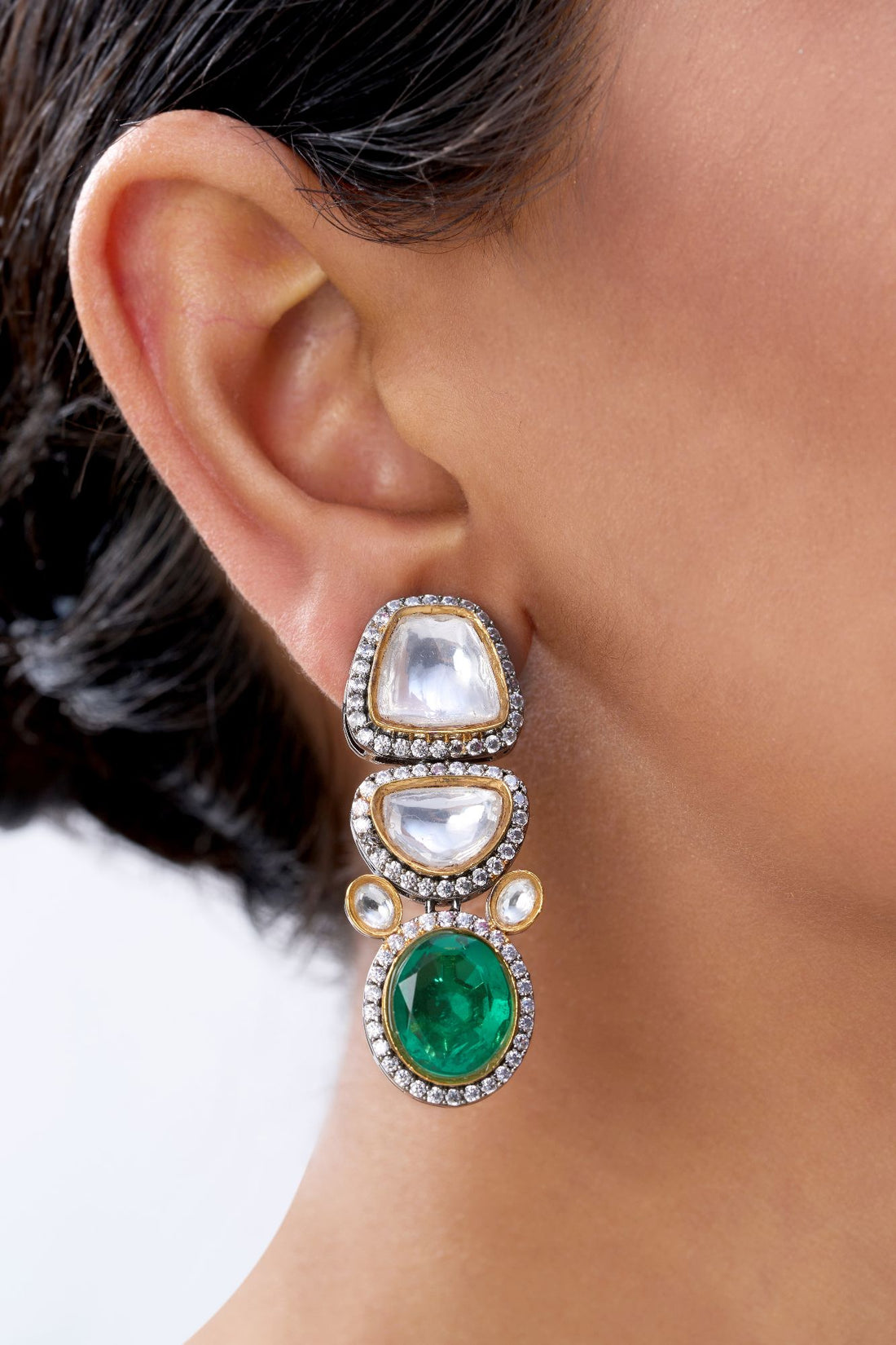 TARINI  DOUBLE LAYER ONYX & POLKI CHOKER
